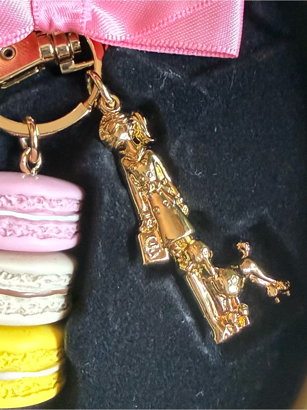LADURÉE Pink Ribbon Macaron Charm Keychain gift box NWOT - Picture 5 of 7